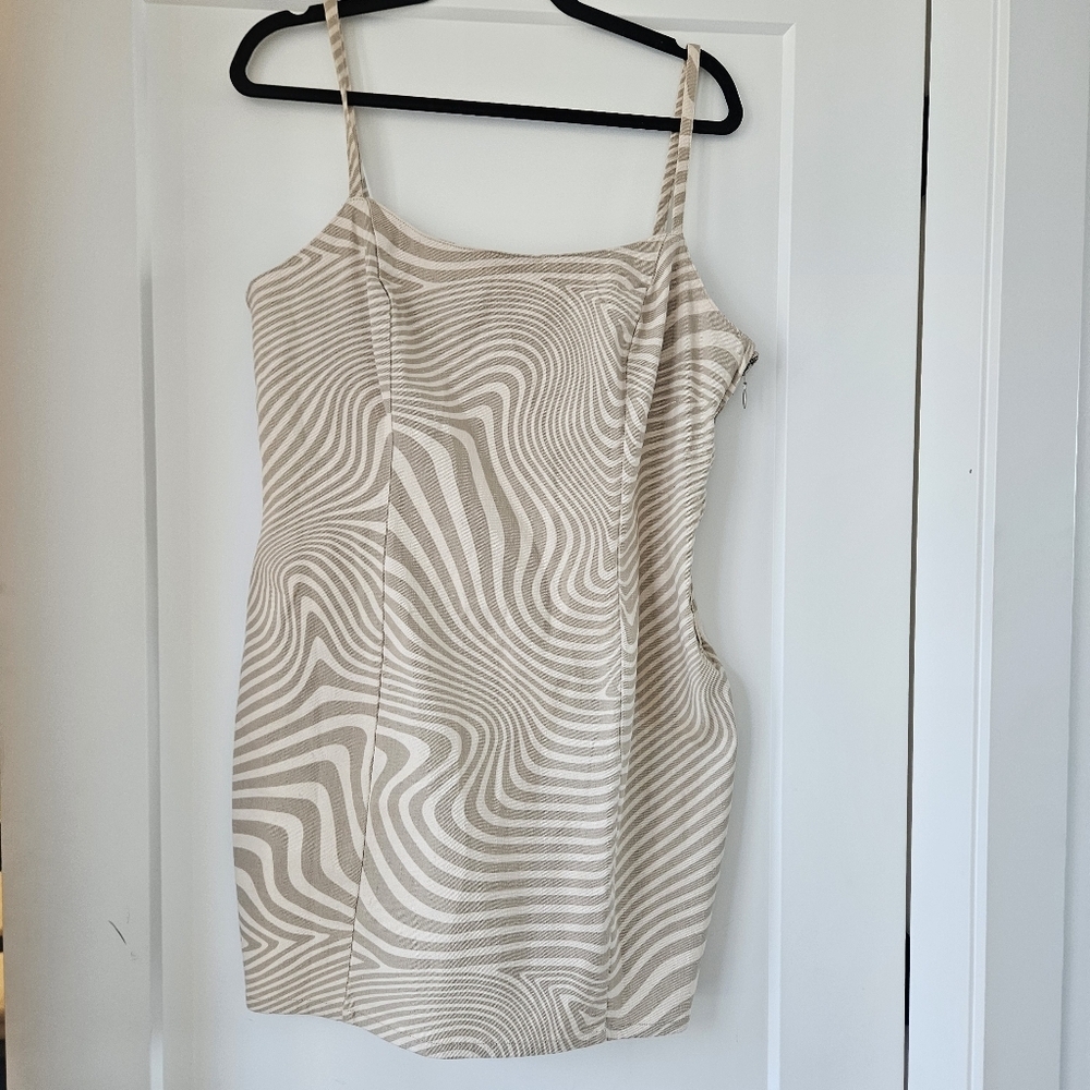 Divided Beige and White Denim Dress